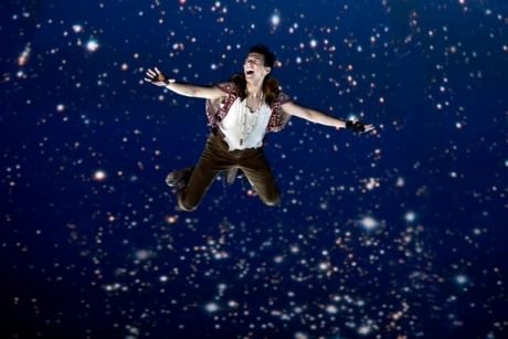  Dan Rosales takes flight as Peter Pan. Photo by Jeremy Daniel.