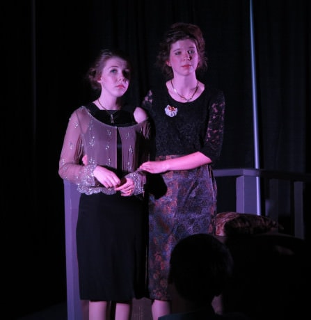 Writer, Director Sarah Marksteiner (right) and Actor (Scarlet), musician Andrea Matten come together on stage as mother and daughter.