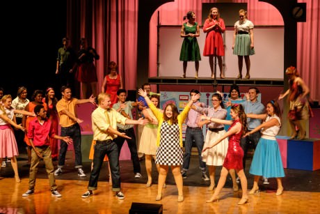 Anna Hicks  (Tracy) and the cast of 'Hairspray.' Photo by Tim Gibson.
