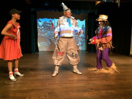 Tin Man (Kashi-Tara), the Cowardly Lion (Robert E. Person), Linae’ Bullock (Dorothy), and Monisha Robinson (Scarecrow). Photo courtesy of The Finest! Performance Foundation, Inc.