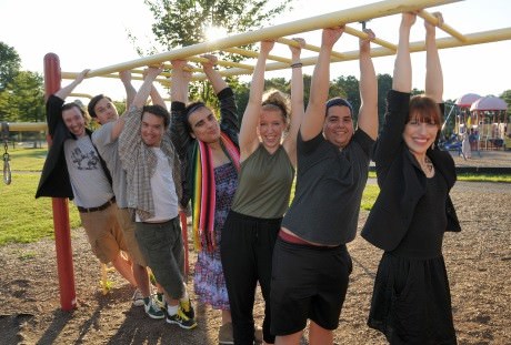 The cast of 'Midsummer on a Playground' gets goofy. Photo by Ruthie Rado.