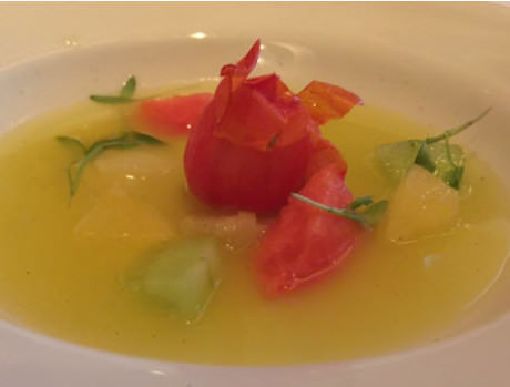 Yellow Watermelon Soup at Elizabeth’s Gone Raw Friday dinners.