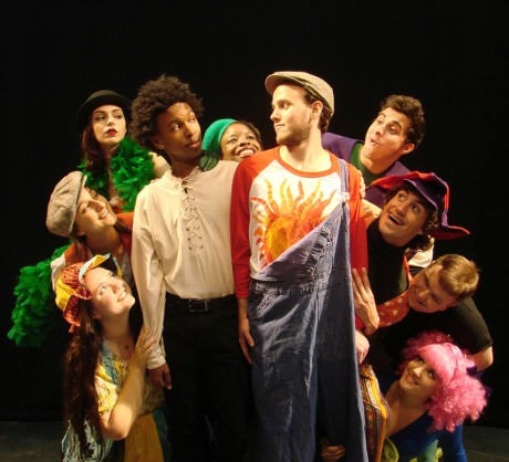 Zachary Norris (Jesus) in the center surrounded by the cast of 'Godspell.'
