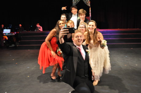 Front: Aaron Verghot-Ware; Middle: Kimberly Braswell, Morgan DeHart, Becca Harney, Stella Maria Giapitzeli; Back: Katie Mallory, Chris Galindo, and Alex Lew. Photo courtesy of Dominion Stage.