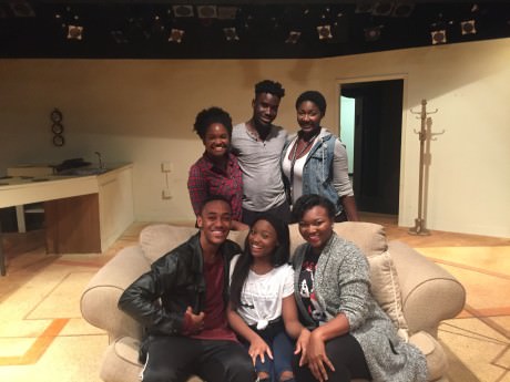 The cast of African America: (Back Row Diedre Staples, Douglas Ruffin and Brittany Turner; seated: Sideeq Heard, Grae King, and Jazmine Robinson