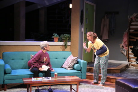 Lois (Naomi Jacobson) and Molly (Holly Twyford) have a tense moment as they relive the past. Photo by Nicholas Griner.
