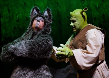 Joshua Redford (Donkey) and Paul Tonden (Shrek). Photo by Traci J. Brooks Studios.