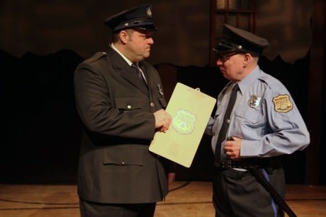 Father and son Frank (Scott Greer) and Ralph Rizzo (William Rahill) argue about Frank's police tactics. Photo by Paola Nogueras.