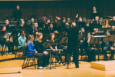 Conductor Michael Votta and the UMD Wind Orchestra. Photo by Jennifer White Torres.