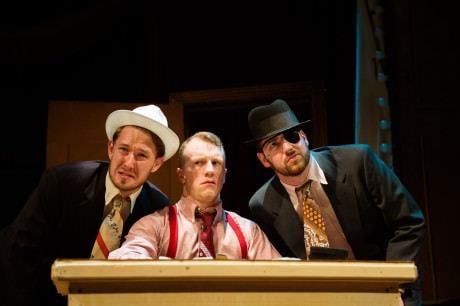 L to R: Kevin Place, Paul Scanlan, and Drew Stairs in 'Kiss Me Kate' at NextStop Theatre Company. Photo by Traci J. Brooks Studio.