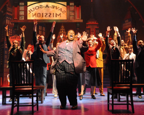 Nicely-Nicely Johnson (Tobias Young) and the cast of 'Guys and Dolls.' Photo by Stan Barouh.