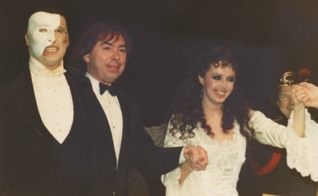 Michael Crawford, Andrew Lloyd Webber and Sarah Brightman at a curtain call for 'The Phantom of the Opera.' curtain call with Michael Crawford and Sarah Brightman and Andrew Lloyd Webber. Photo courtesy of Betty Jacobs.