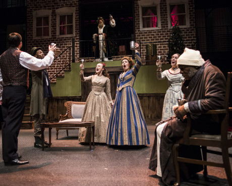 Greg Burgess (Scrooge) and cast members of 'A Christmas Carol.' Photo by Teresa Castracane Photography, LLC.