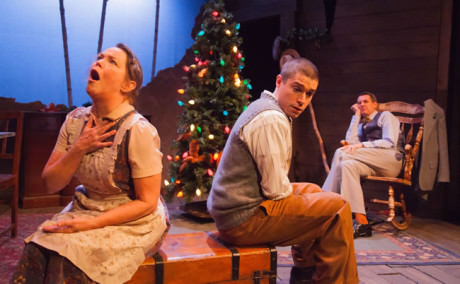 Charlotte Akin, Séamus Miller and Christopher Henley in Holiday Memories from WSC Avant Bard. Photo by DJ Corey).