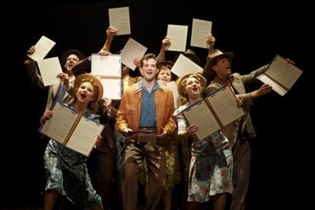 A.J. Shively and the cast of Bright Star at the Kennedy Center. Photo by Joan Marcus.
