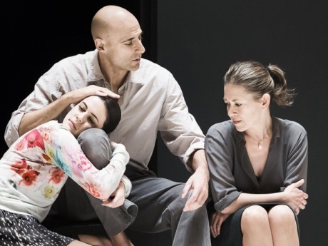 Phoebe Fox (Catherine), Mark Strong (Eddie), and Nicola Walker (Beatrice) in 'A View From the Bridge.' Photo by Jan Versweyveld.