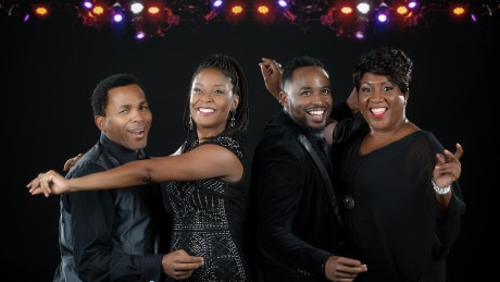 The cast of 'Shake Loose': Anthony Manough, Lori Williams, Rayshun Lamarr, and Roz White. Photo by Chris Banks. 