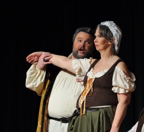 Jay Tilley (Falstaff) and Sallie Willows (Mistress Quickly). David Seidman. Photo by David Seidman.
