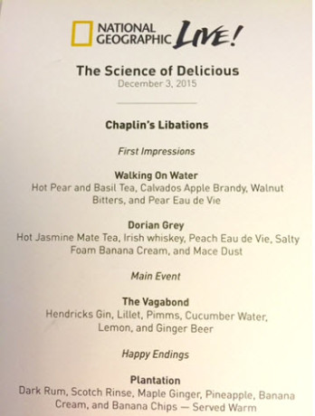 Cocktail progression menu.