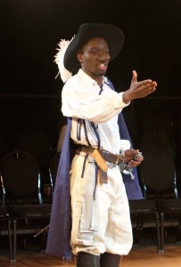 Greg Ongao (Cyrano) puts his best face forward.. Photo by Claire Soisson/The Hoya. 