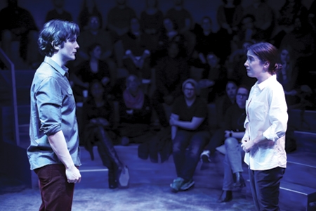 Tom Patterson and Lily Balatincz in Constellations at Studio Theatre. Photo by Igor Dmitry.