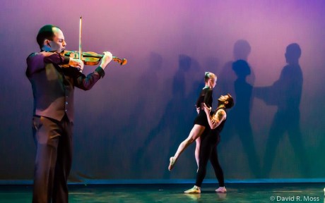 Violinist Leonid Sushansky, Alicia Curtis and Dustin D Kimball. Photo by David Moss.