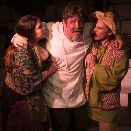 Mary Wakefield (Aldonza), Fred Nelson (Don Quixote) and Alan Barnett (Sancho Panza). Photo by Shealyn Jae.