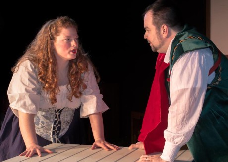 Laura J. Martin (Lilli Vanessi/Katherine) and Andrew Baughman (Fred Graham/Petruchio). Photo courtesy of Washington County Playhouse DInner Theater and Children's Theater.
