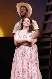 Tracy Lynn Olivera (Lizzie Curry) and Ben Crawford (Starbuck). Photo by Carol Rosegg.