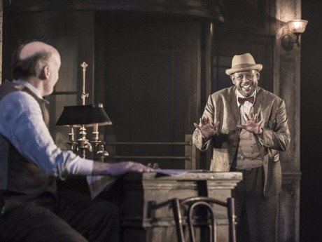 Frank Wood as A Night Clerk and Forest Whitaker as Erie Smith in 'Hughie.' Photo by Marc Brenner.