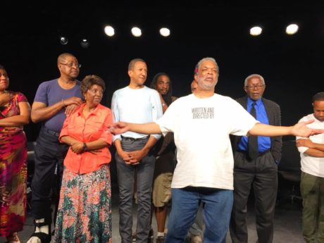 (Front Center) Alan Sharpe, Founding Artistic Director of African-American Collective Theater and the cast of '24/7.' Photo by Kenneth Hanson.