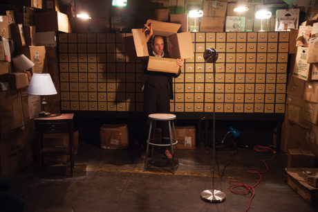 Geoff Sobelle in 'The Object Lesson' at Studio Theatre. Photo by Allie Dearie.