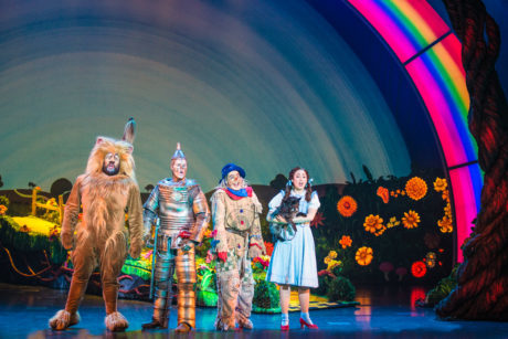 Aaron Fried (Lion,) Jay McGill (Tin Man), Morgan Reynolds (Scarecrow), and Sarah Lasko (Dorothy) in “We’re Off to Meet the Wizard.” © Daniel A. Swalec.