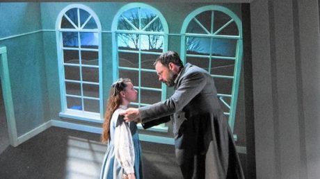 Mary Lennox (Bailey Ryon) and Archibald Craven (Jeffrey Coon) Photo by Mark Garvin.