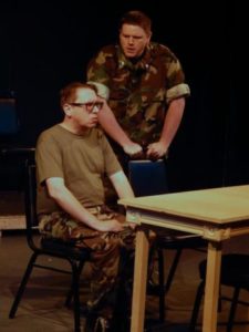 (standing) Michael J. Dombroski as Lt. Col. Nathan Jessup, and (sitting) Donald R. Cook (Capt. Matthew Markinson). Photo by Katie Wanschura.