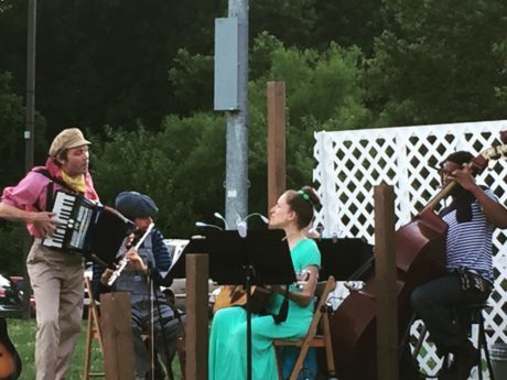 The Musicians. Bradley Foster Smith: accordion/ Musical Director; Phillip Webster: Flute; Carol Spring: violin/ guitar; Madeline Burrows: Drum; and Michael Miller: Bass. Photo courtesy of Christopher Dwyer.