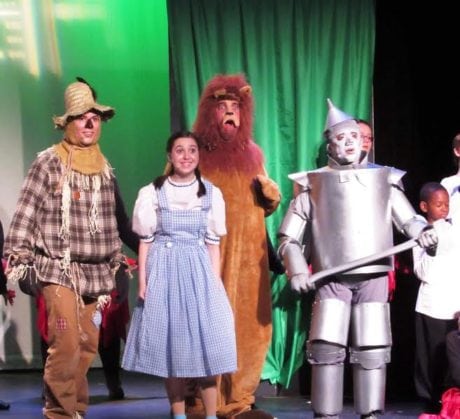 Tim Macdonald (Scarecrow), Lucia LaNave (Dorothy), Jim Mitchell (The Cowardly Lion), and Kieth Flores (The Tinman). Photo by Michelle Macdonald.