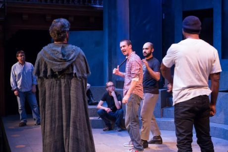 Working with the cast of 'Julius Caesar' at Folger Theatre. Photo by Teresa Wood.
