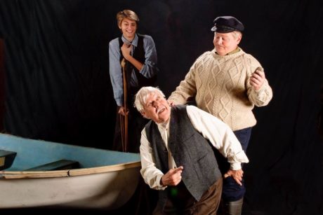 L to R: Jack Leitess (Billy), Edd Miller (Johnnypateenmike), and Scott Nichols (Babbybobby). Photo courtesy of Colonial Players.