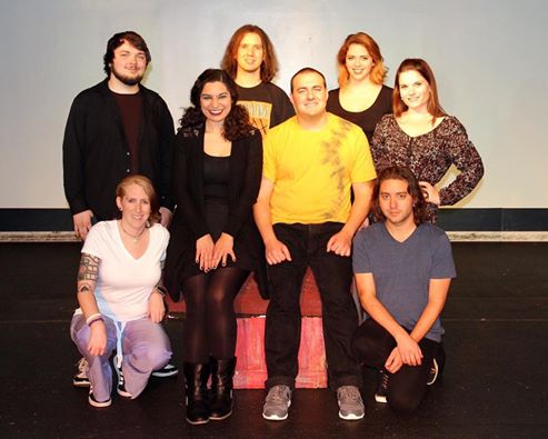 The cast of 'Dog Sees God': Ryan Kerr, Jen Tonon, Gabrielle McCauley, Maxim Sobchenko, Anthony Marchese, Hillary Thelin, David Benji Weiner and Jaclyn Muir. Photo courtesy of Terri Mager.