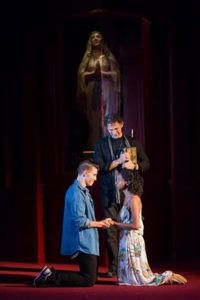 (Andrew Veenstra (Romeo), Ron Menzel (Friar Laurence), and Ayana Workman (Juliet). Photo by Scott Suchman.