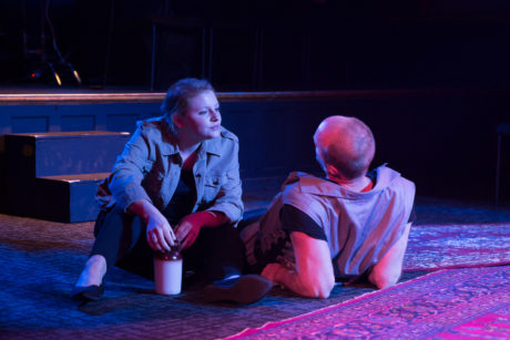 Hilary Kelly (Menas) and John Stange (Enobarbus). Photo by Claire Kimball.
