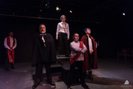 The cast of 'Henry V': Left to Right: Joshua Engel, Paul Davis, Allison McAlister, Rebecca Korn, and Charlie Green. Photo by Prismatic.
