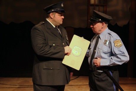 Father and son Frank (Scott Greer) and Ralph Rizzo (William Rahill) argue about Frank’s police tactics. Photo by Paola Nogueras.