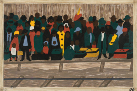Jacob Lawrence's 'The Migration Series': Panel Number 60: "And the Migrants Kept Coming,' 1940-41. © The Jacob and Gwendolyn Knight Lawrence Foundation, Seattle / ARS New York.