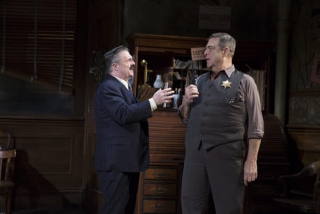Nathan Lane as Walter Burns and John Goodman as Sheriff Hartman in 'The Front Page.' Photo by Julieta Cervantes.