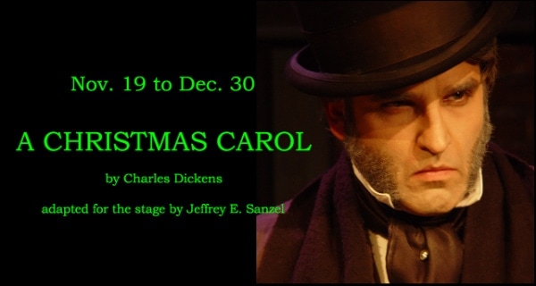 Jeffrey Sanzel as Scrooge. Photo courtesy of Theatre Three.