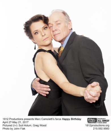 Greg Wood and Suli Holum in a promotional photo for Happy Birthday. Photo by John Flak.