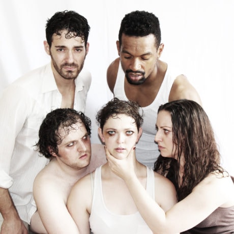 Promotional image with Shamus McCarty, Hannah Van Sciver, Colleen Corcoran (front), Chris Anthony, and Carlo Campbell (back). Photo courtesy of Die-Cast.