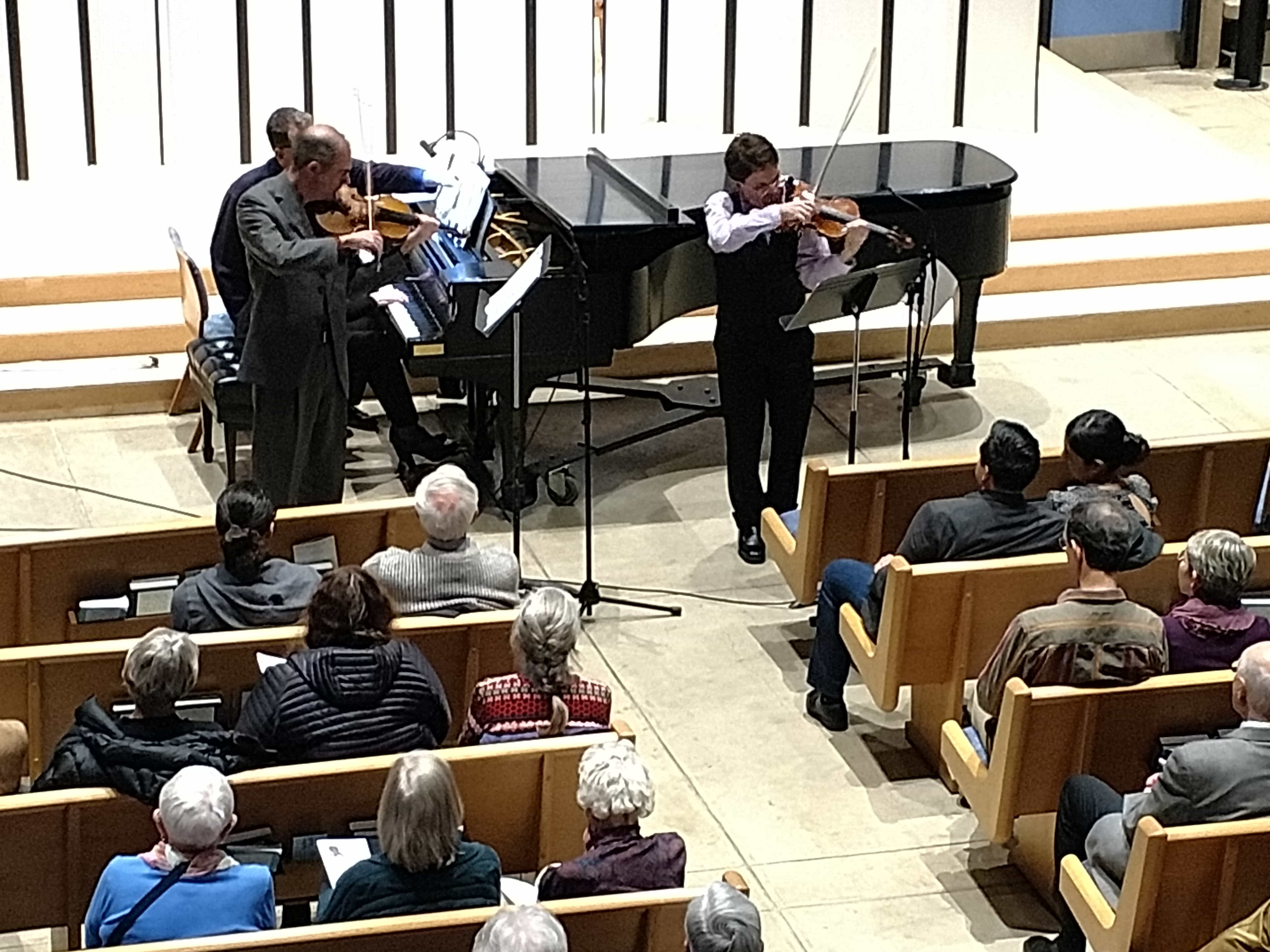 The Romantic Violin for Two, performed at the Unitarian Universalist Church of Arlington. Photo by Robert Jansen. 